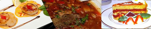 Seared Sea scallops hungarian goulash soup and viennese Chocolate Hazelnut torte - Haselnusstorte